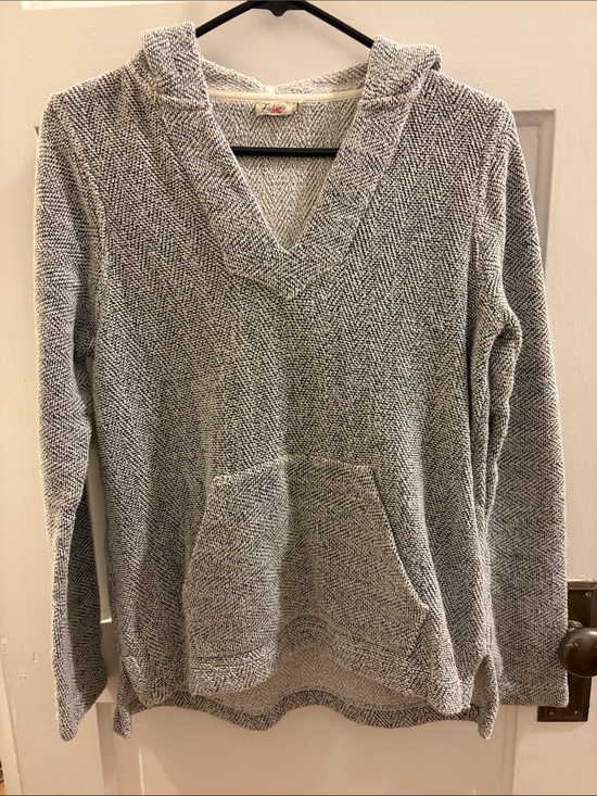 Faherty Tops - Faherty Heathered Grey V-Neck Hoodie Sweater